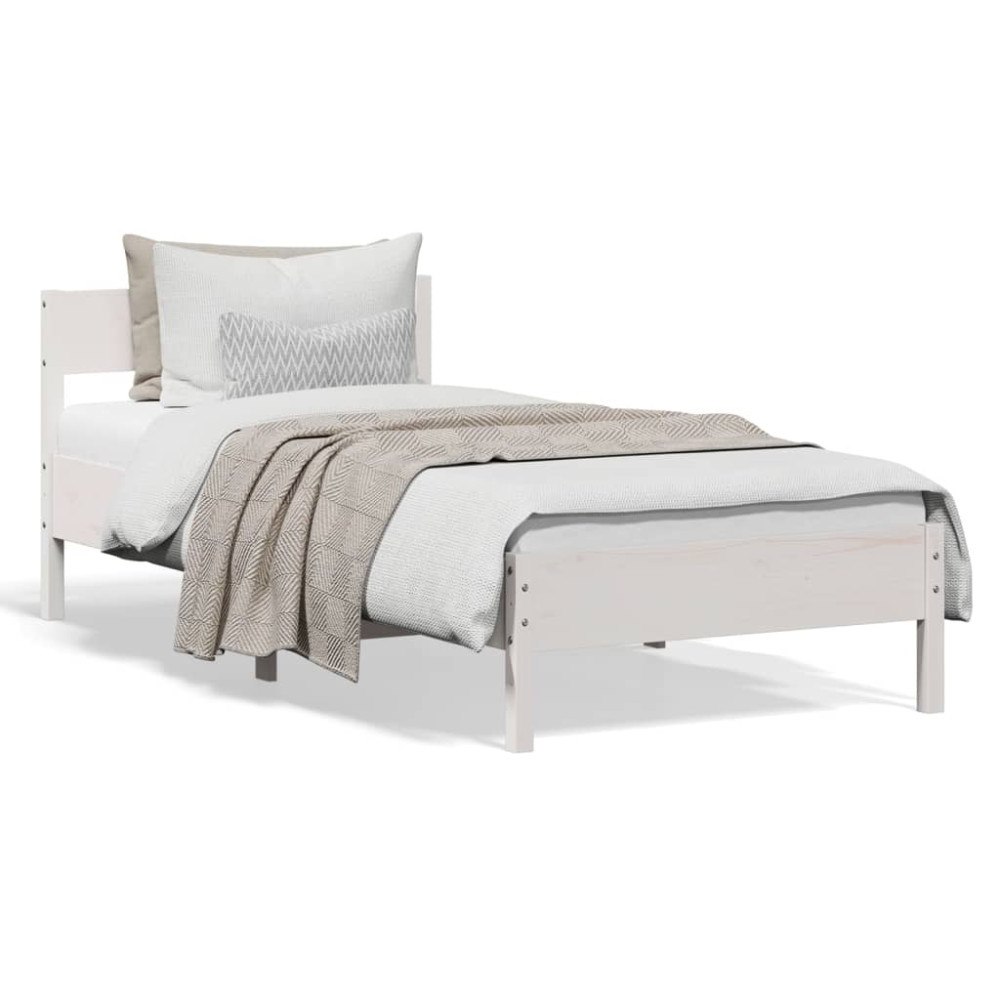 vidaXL Sängram utan madrass vit 100x200 cm massiv furu