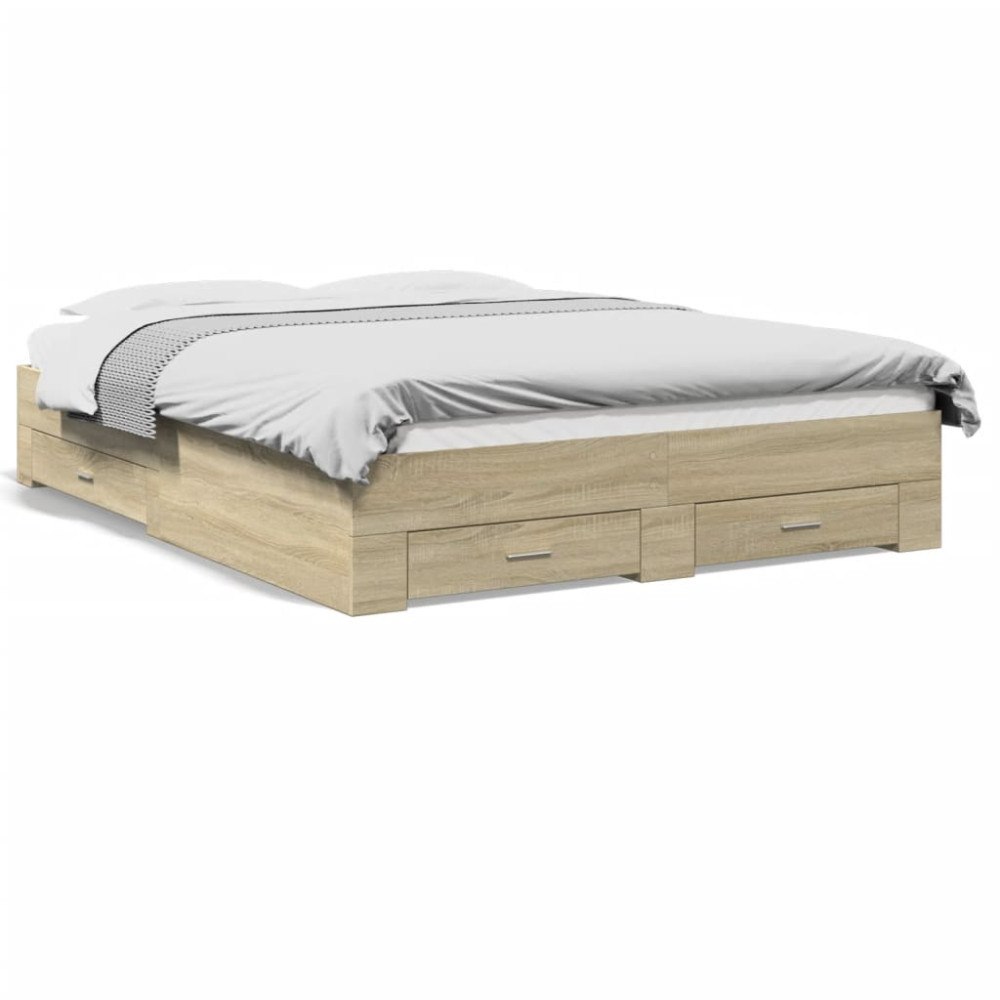 vidaXL Sängram med lådor sonoma-ek 150x200 cm konstruerat trä
