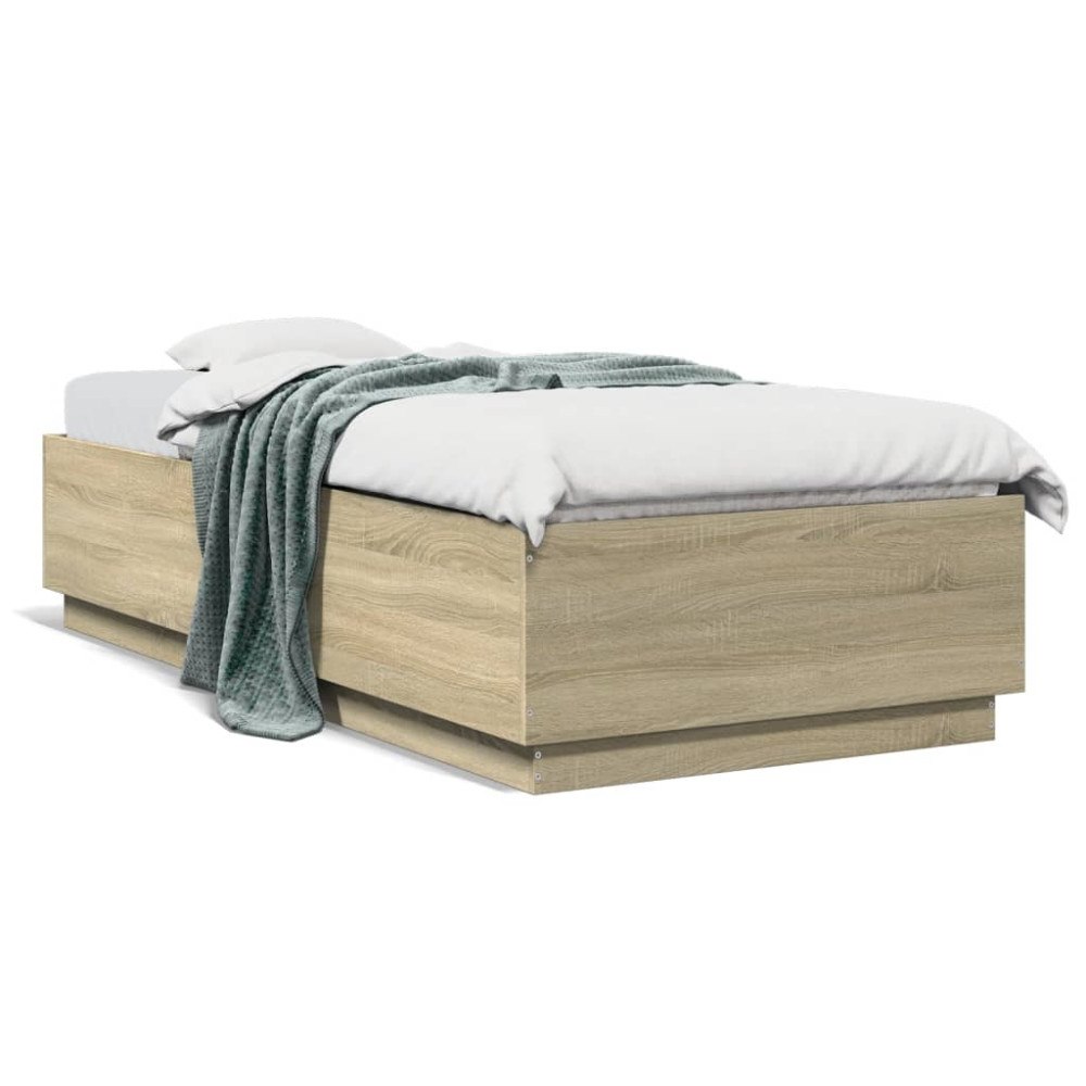 vidaXL Sängram sonoma-ek 100x200 cm konstruerad trä