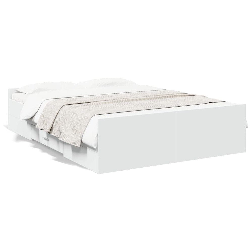 vidaXL Sängram med lådor vit 120x190 cm konstruerat trä