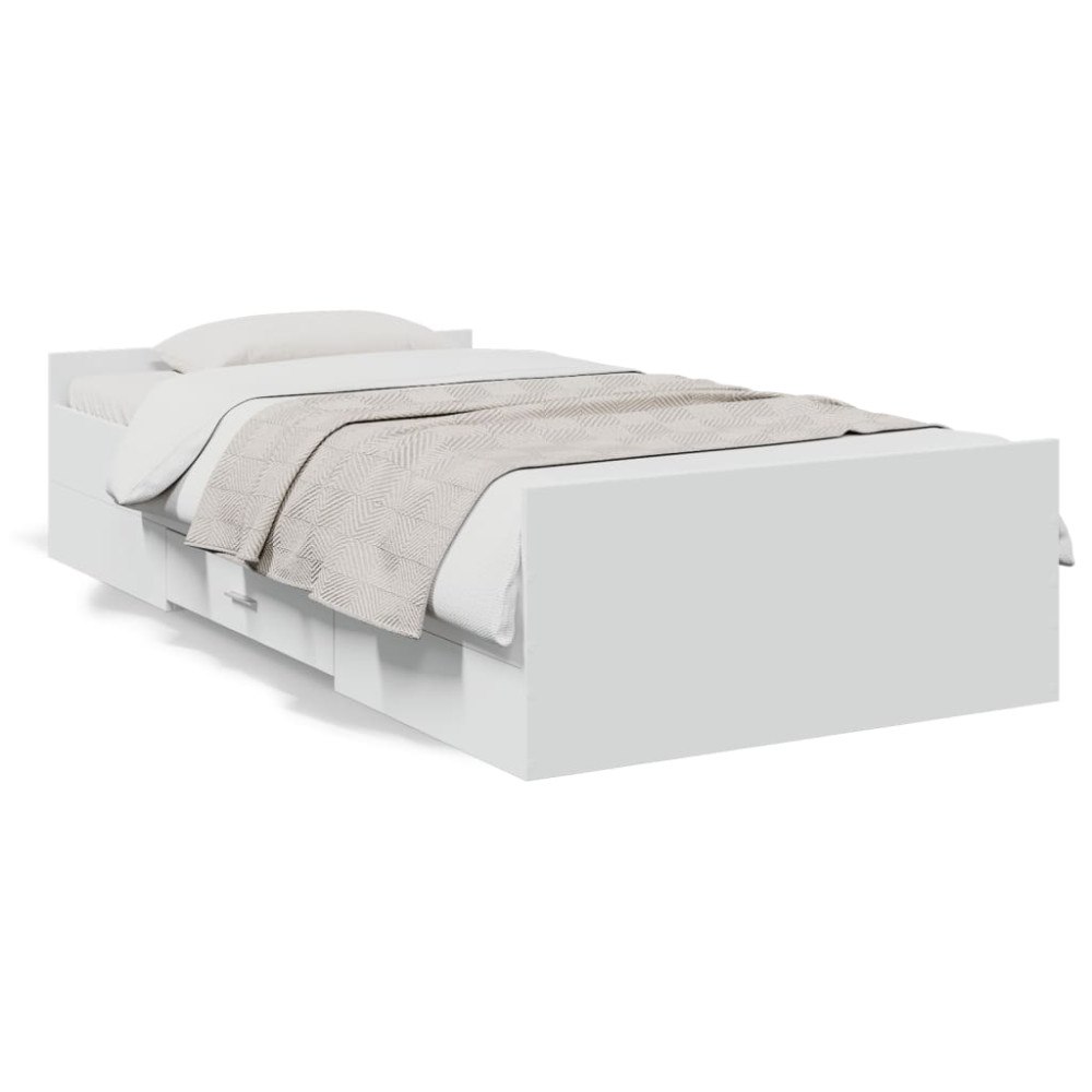 vidaXL Sängram med lådor vit 90x190 cm konstruerad trä