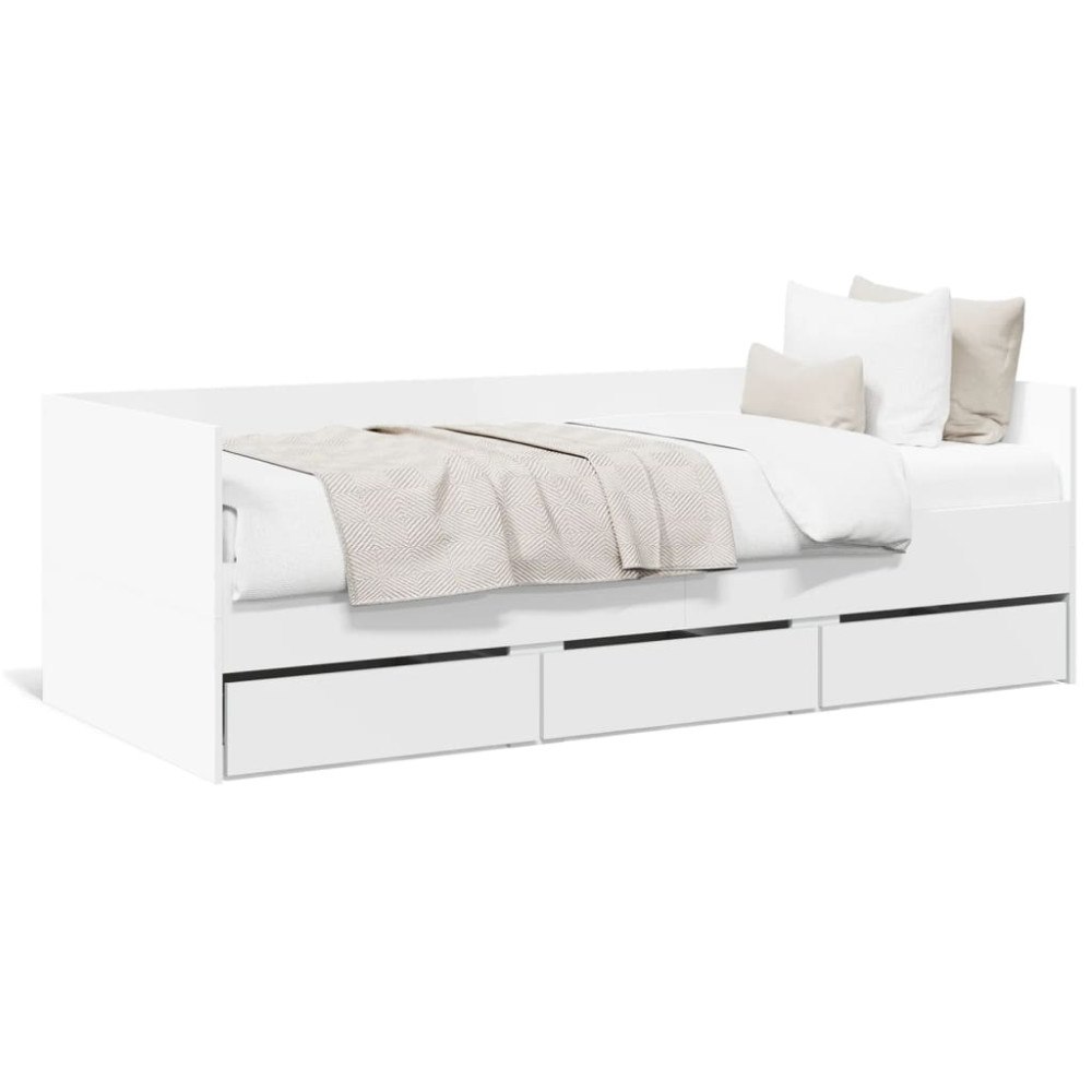 vidaXL Dagbädd med lådor utan madrass vit 100x200 cm