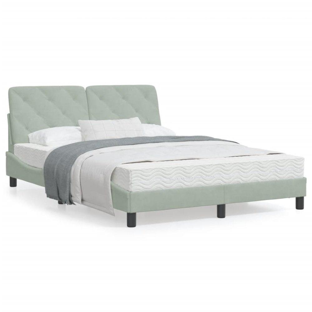vidaXL Bed Frame with LED without Mattress Light Grey 140x200 cm Velvet