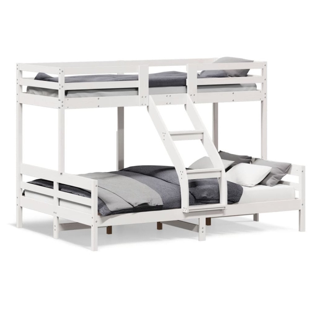 vidaXL Våningssäng 90x200/140x200 cm vit massiv furu