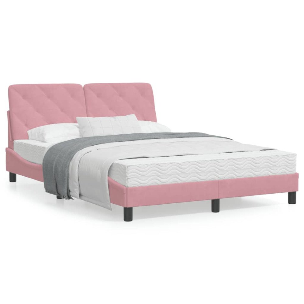 vidaXL Bed Frame without Mattress Pink 120x200 cm Velvet