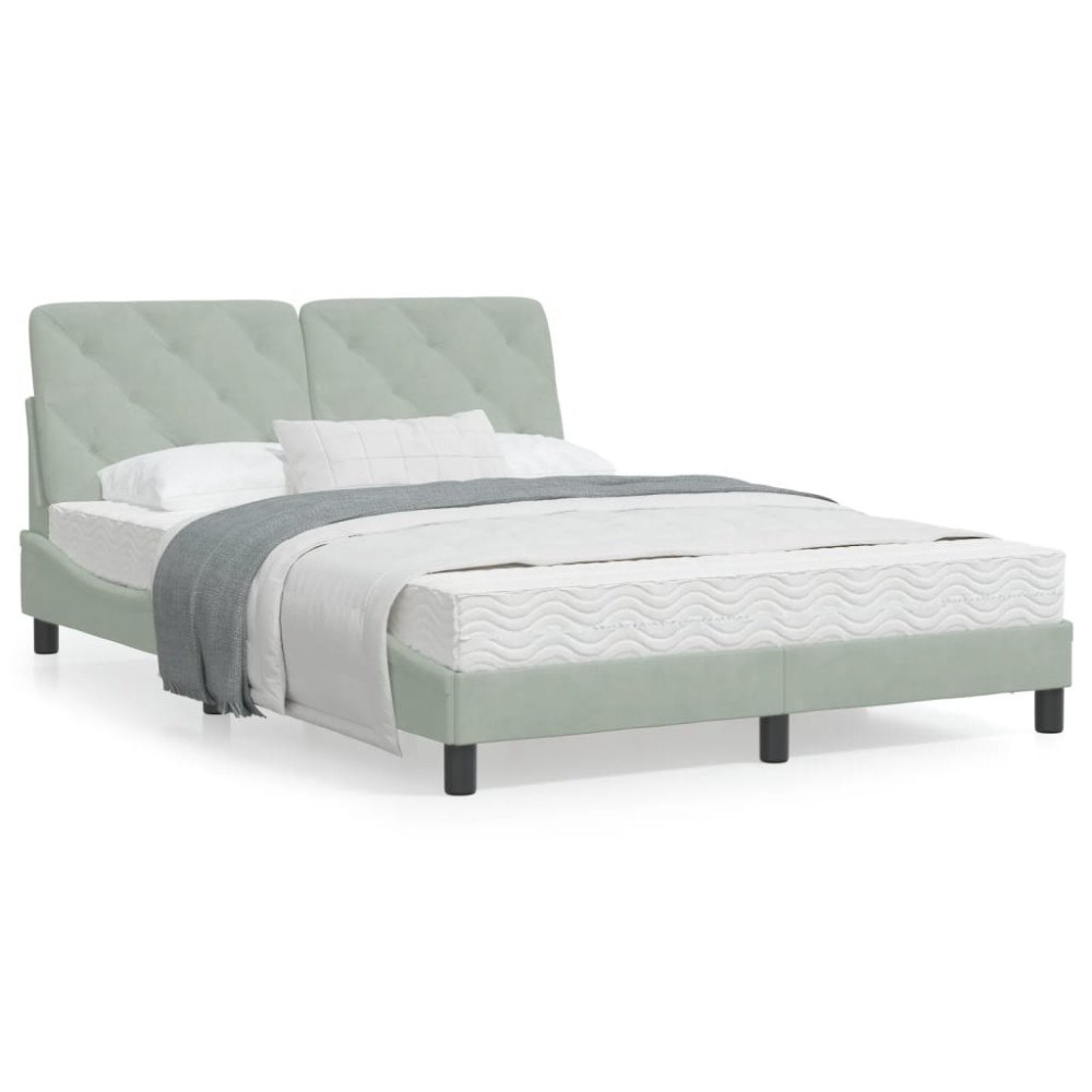 vidaXL Bed Frame without Mattress Light Grey 140x200 cm Velvet