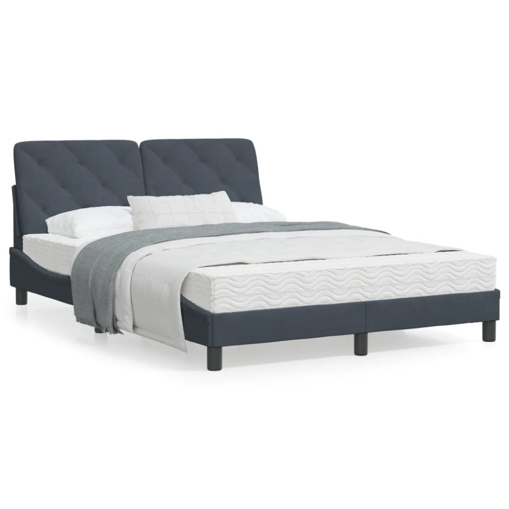 vidaXL Bed with Mattress Dark Grey 120x200 cm Velvet