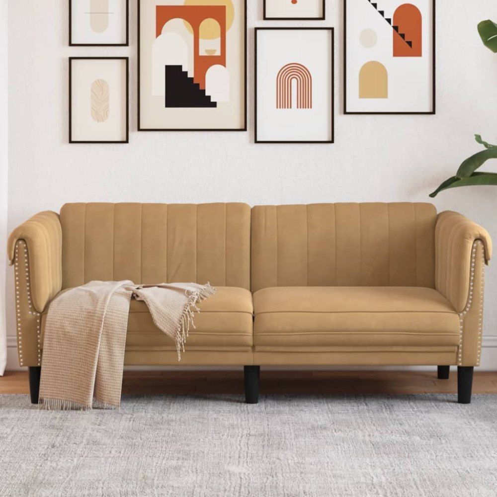 vidaXL Soffa 2-sits brun konstmocka