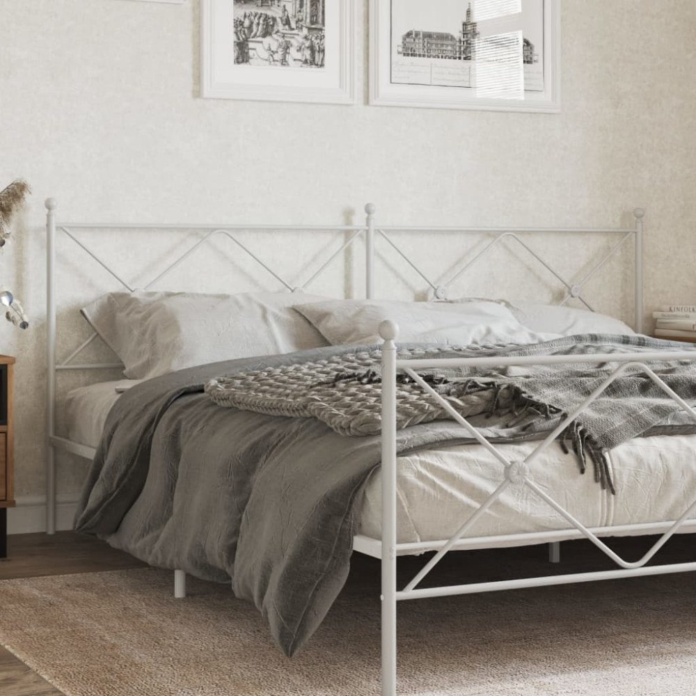 vidaXL Huvudgavel metall vit 193 cm