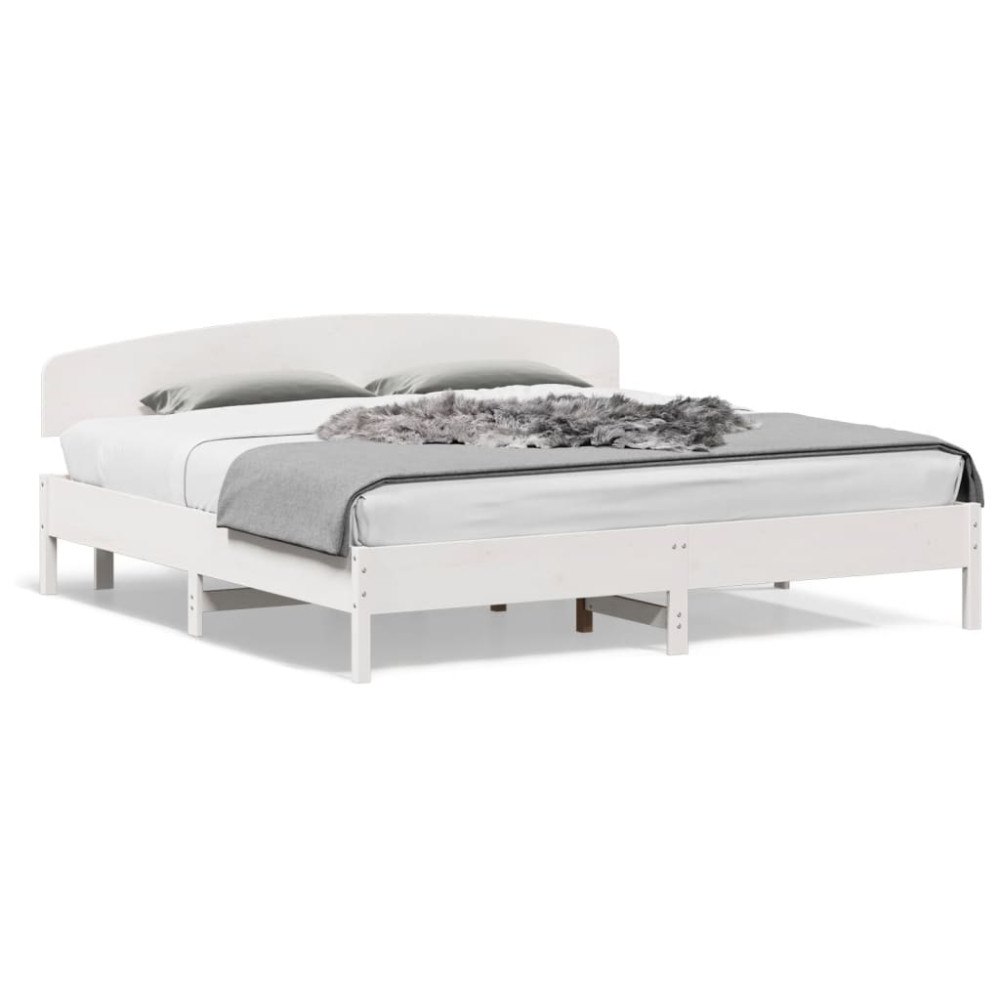 vidaXL Sängram utan madrass vit 180x200 cm massiv furu