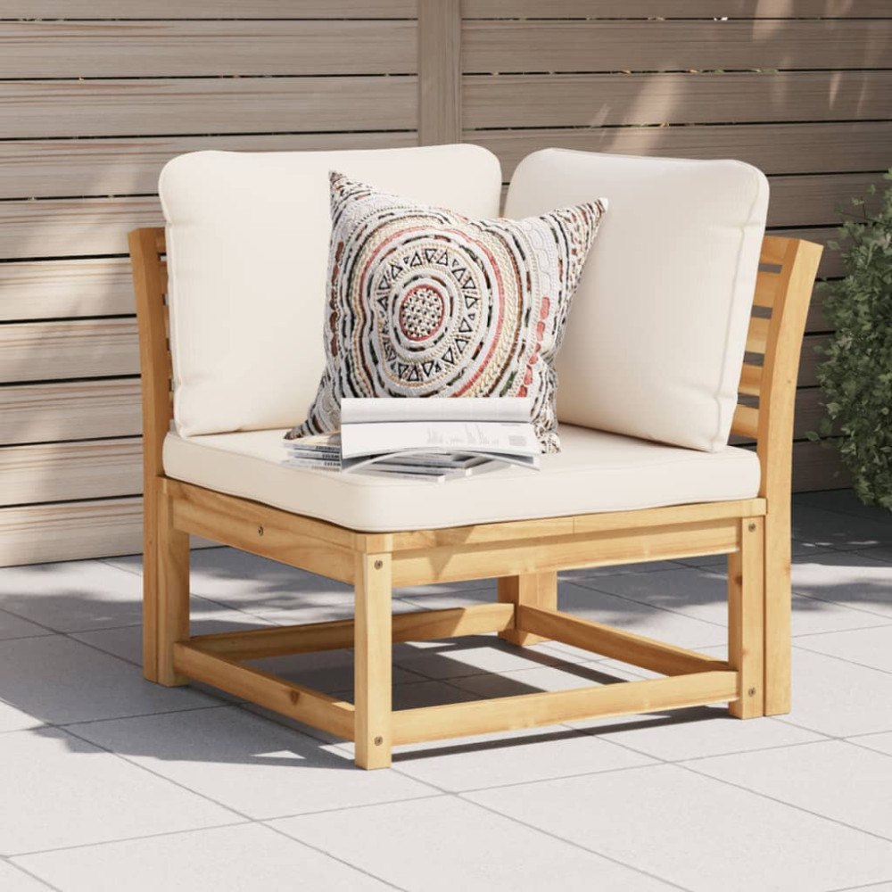 vidaXL Trädgårdssoffa hörn med dynor 73x73x65 cm massivt akaciaträ