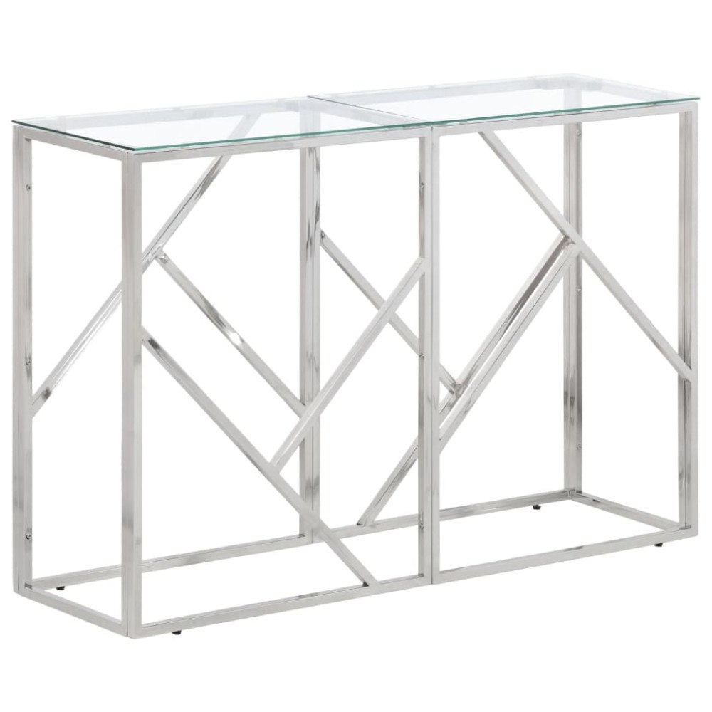 vidaXL Konsolbord silver rostfritt stål och härdat glas