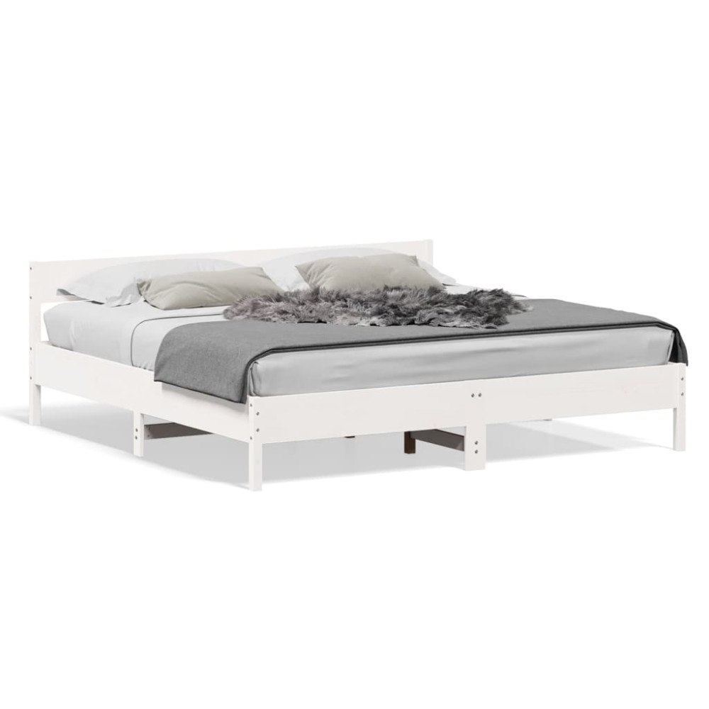 vidaXL Sängram utan madrass vit 200x200 cm massiv furu