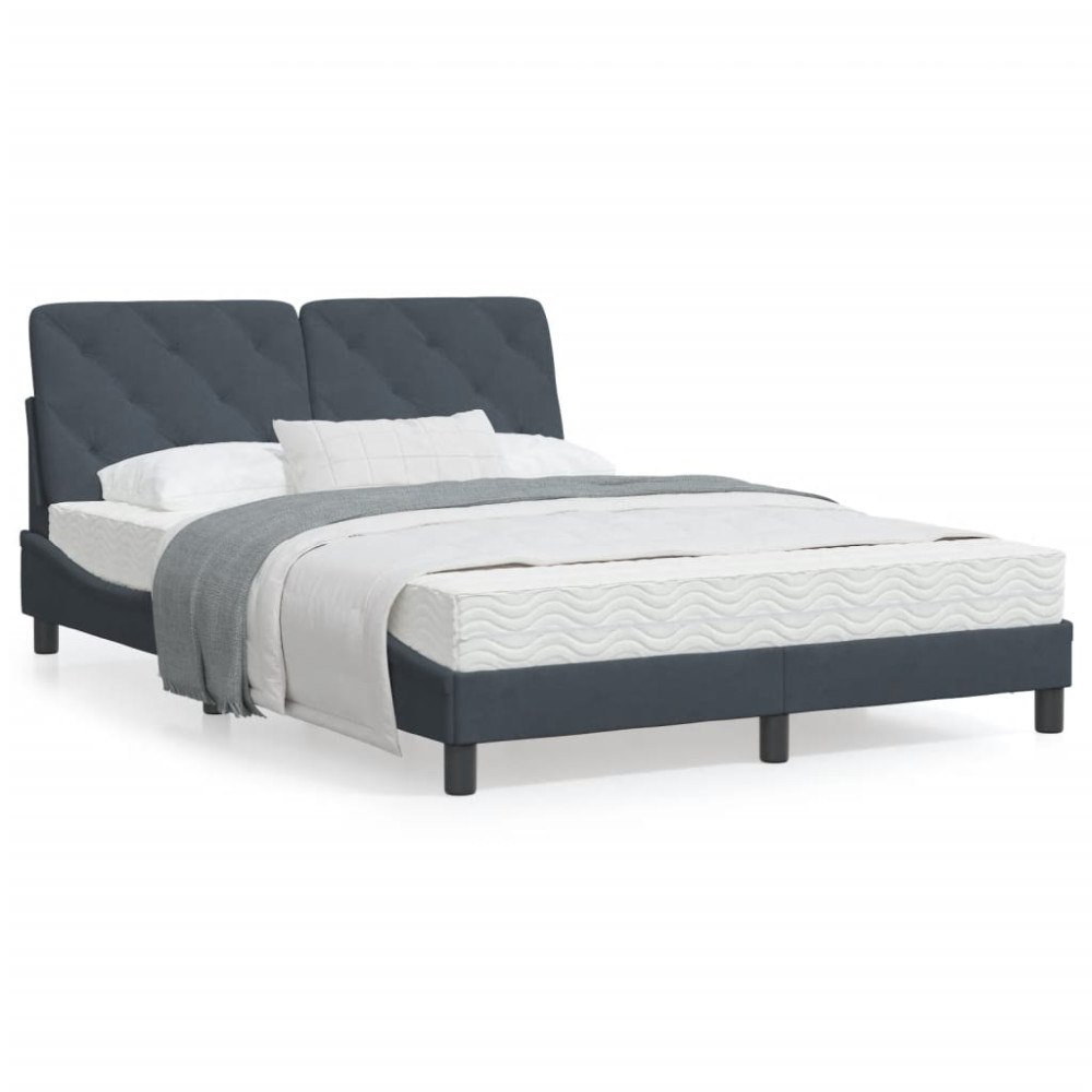 vidaXL Bed Frame with LED without Mattress Dark Grey 120x200 cm Velvet