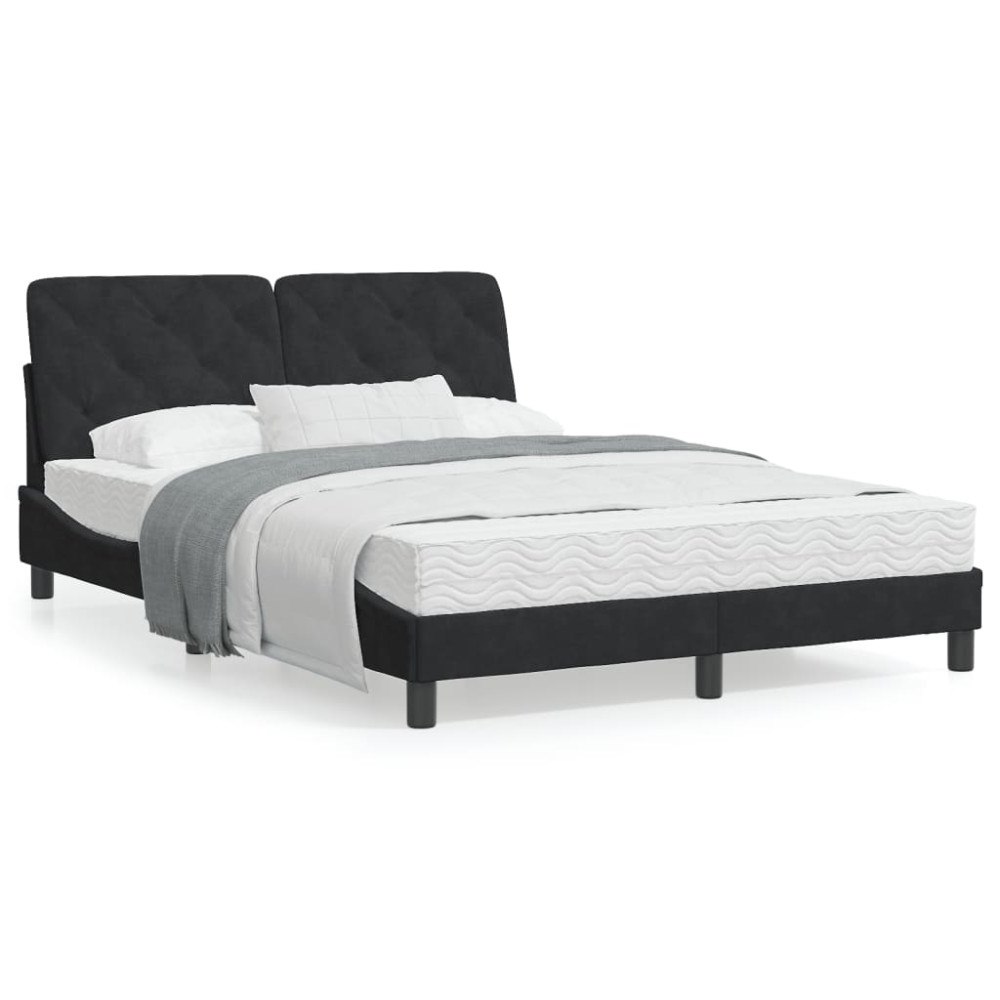 vidaXL Bed with Mattress Black 120x200 cm Velvet