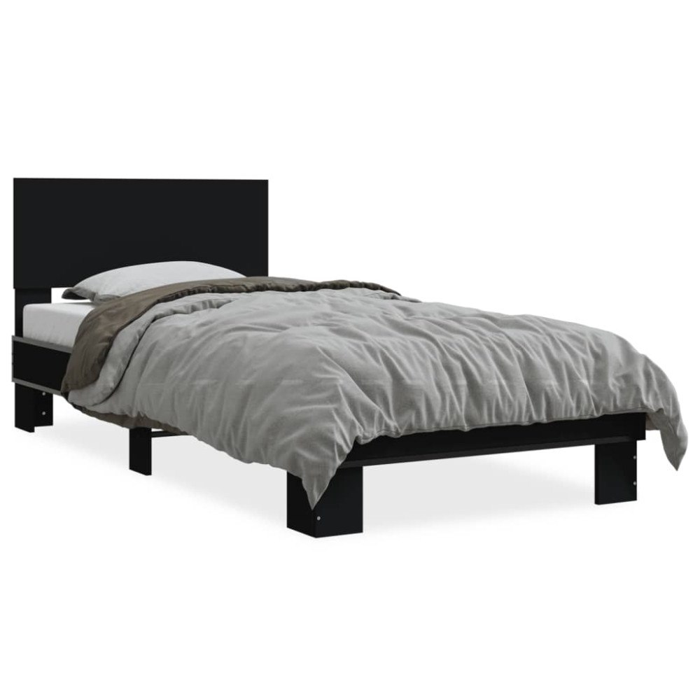 vidaXL Sängram svart 75x190 cm konstruerat trä och metall