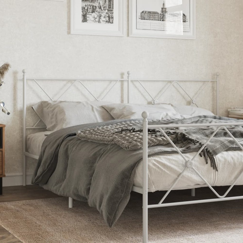 vidaXL Huvudgavel metall vit 180 cm