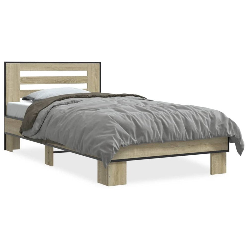 vidaXL Sängram sonoma-ek 75x190 cm konstruerat trä och metall
