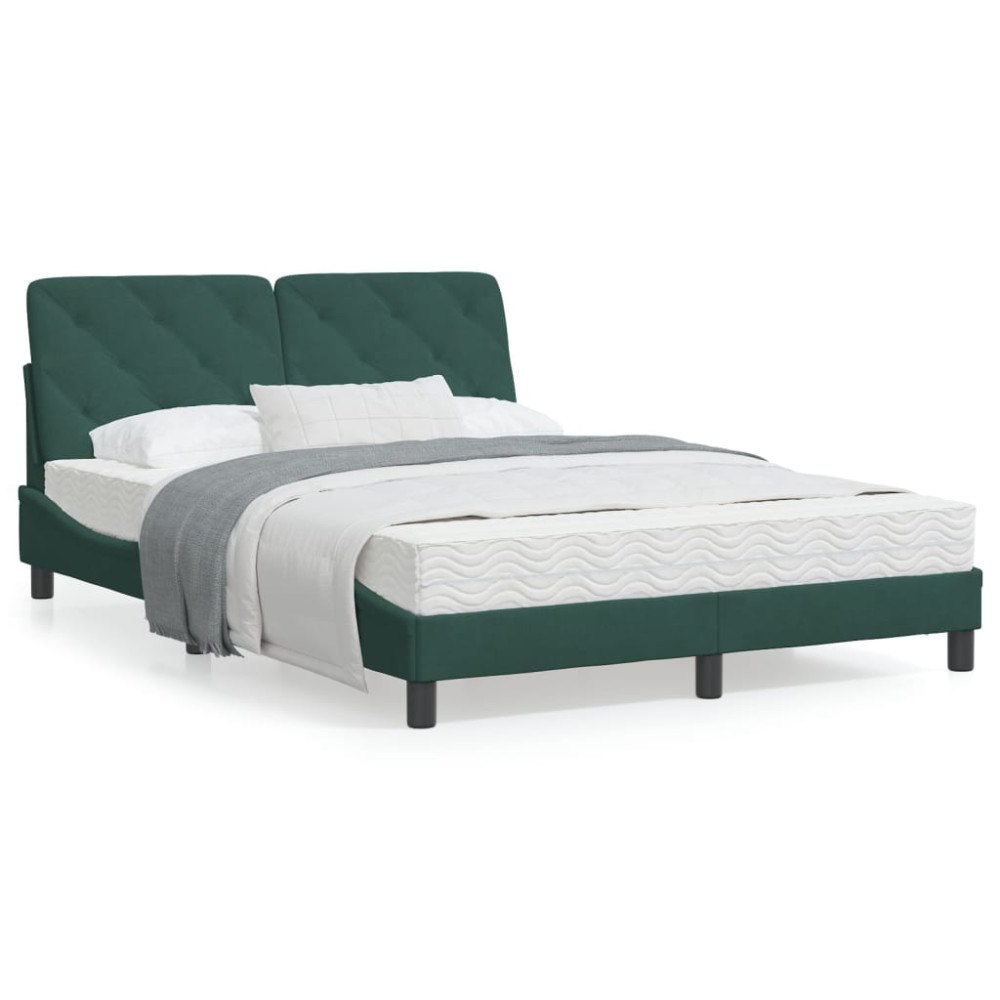 vidaXL Bed Frame with LED without Mattress Dark Green 140x200 cm Velvet