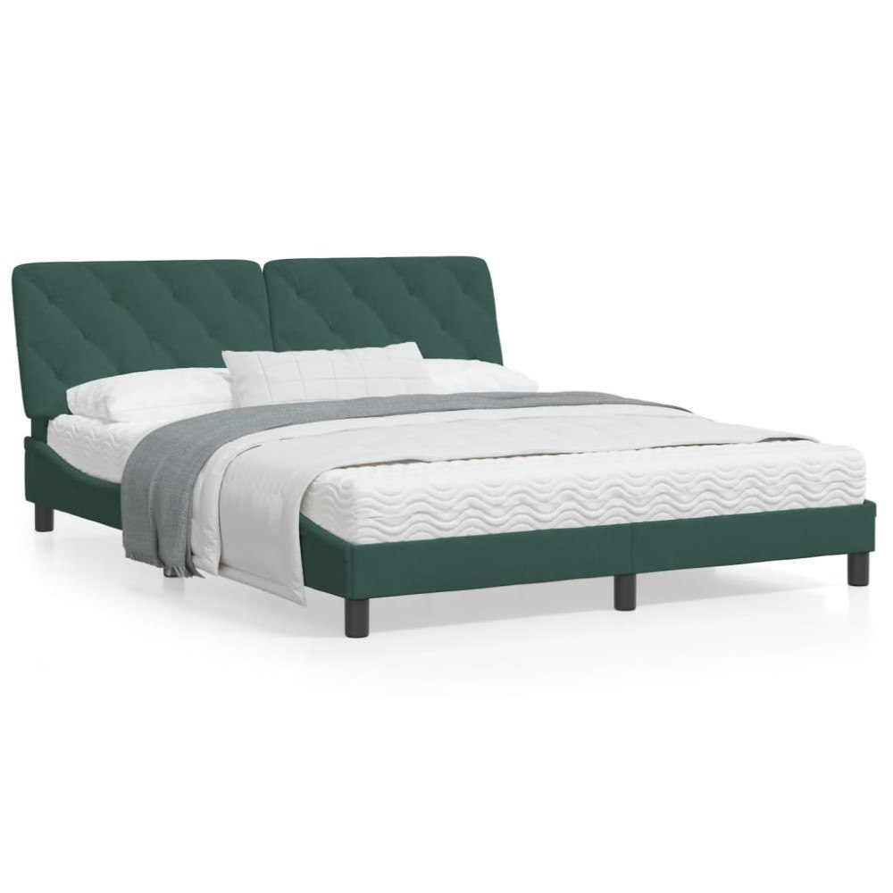 vidaXL Bed Frame without Mattress Dark Green 160x200 cm Velvet