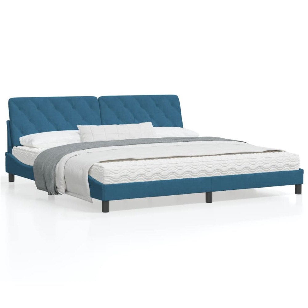 vidaXL Bed Frame without Mattress Blue 200x200 cm Velvet