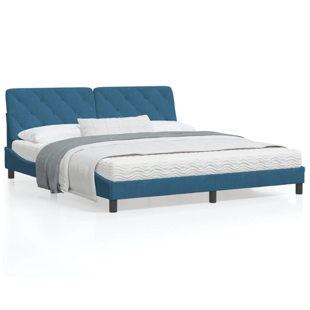 vidaXL Bed Frame without Mattress Blue 180x200 cm Velvet