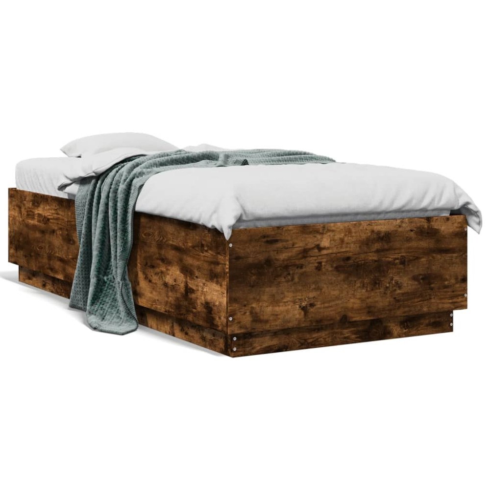vidaXL Sängram rökfärgad ek 90x190 cm konstruerad trä