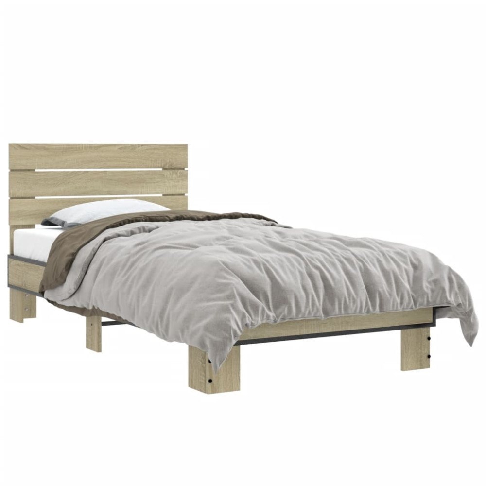 vidaXL Sängram sonoma-ek 75x190 cm konstruerat trä och metall