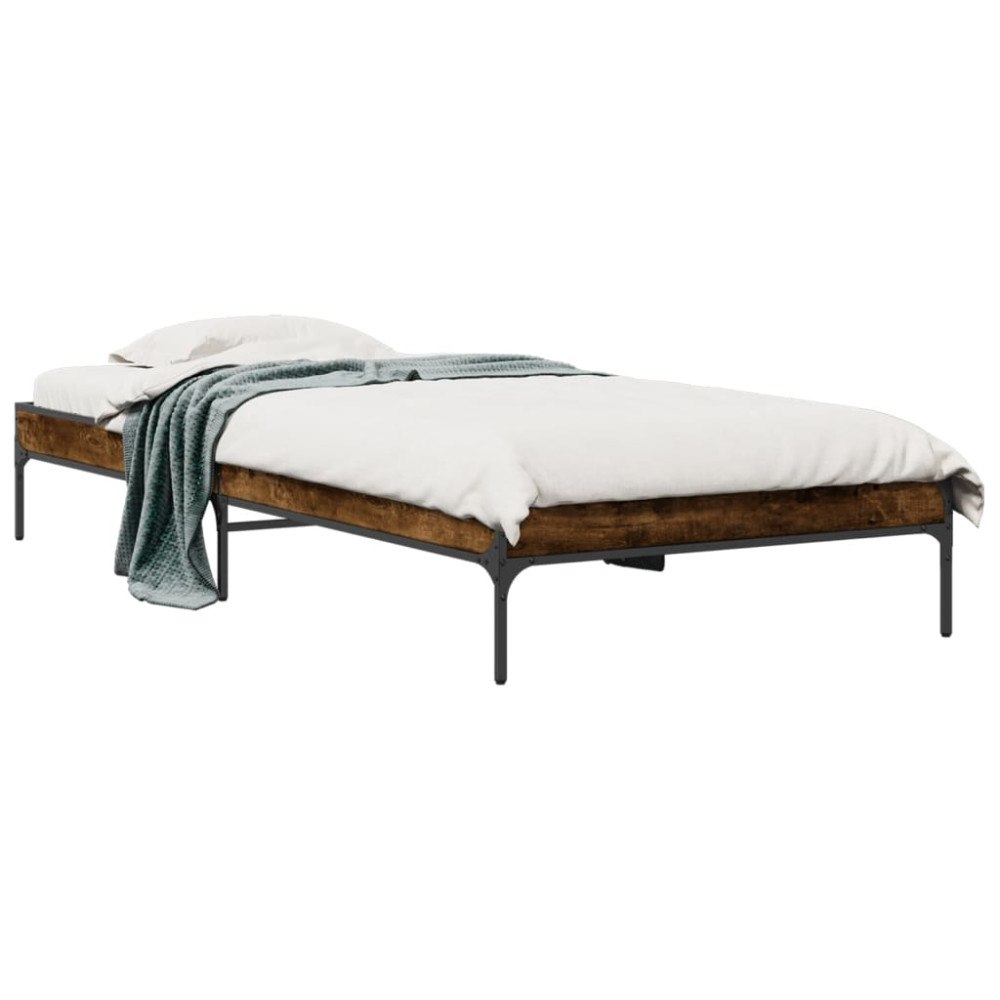 vidaXL Sängram rökfärgad ek 90x190 cm konstruerat trä och metall
