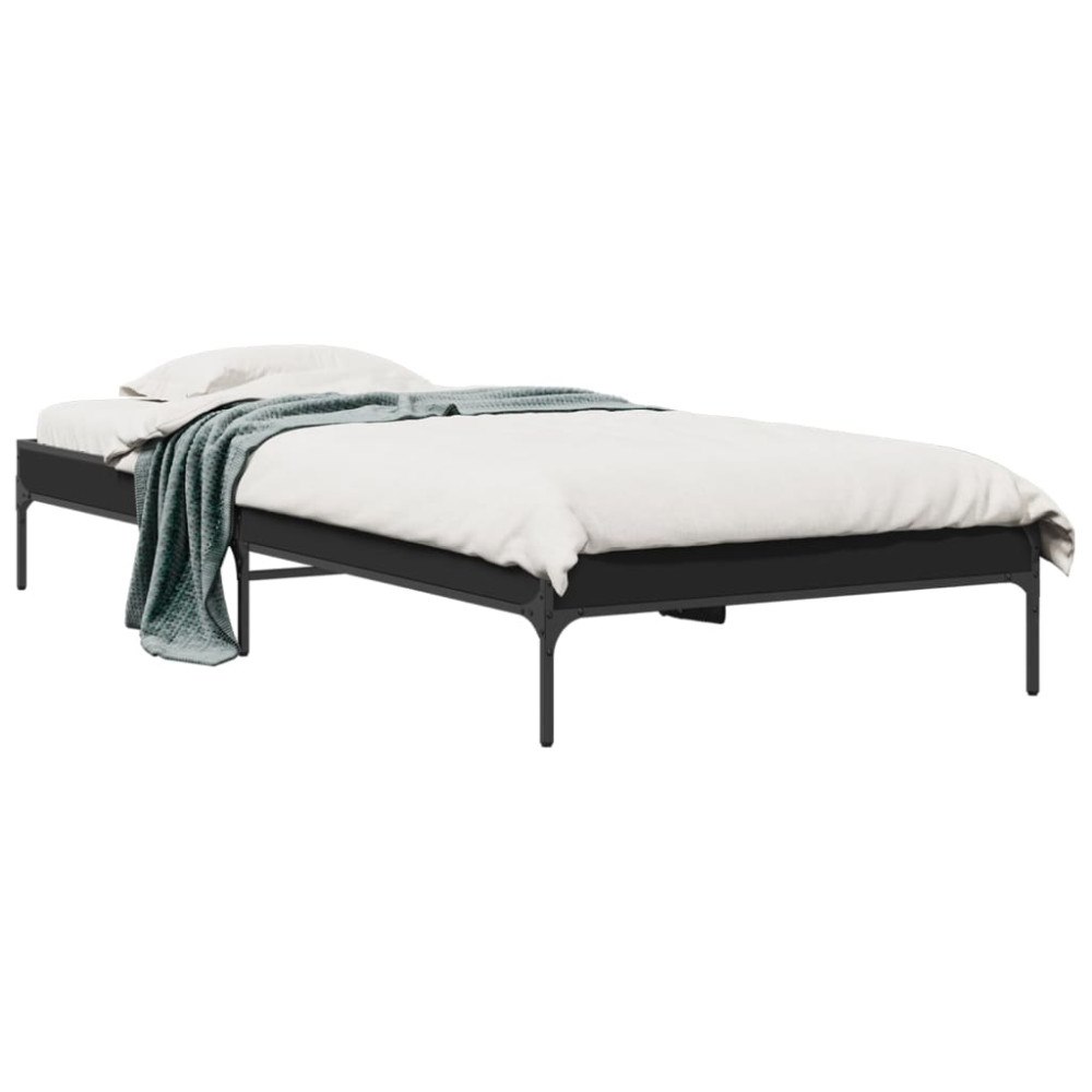 vidaXL Sängram svart 90x190 cm konstruerat trä och metall