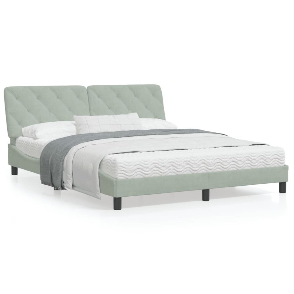 vidaXL Bed Frame with LED without Mattress Light Grey 160x200 cm Velvet