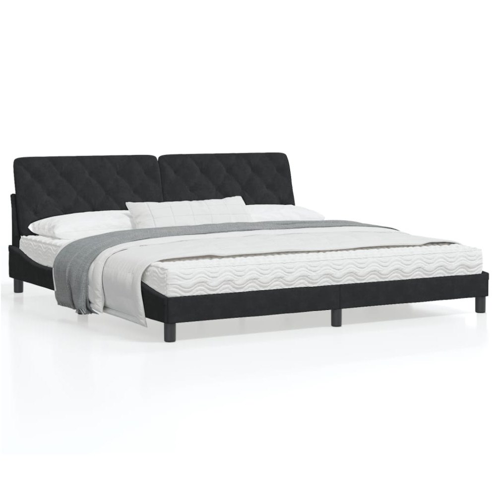 vidaXL Bed Frame with LED without Mattress Black 200x200 cm Velvet