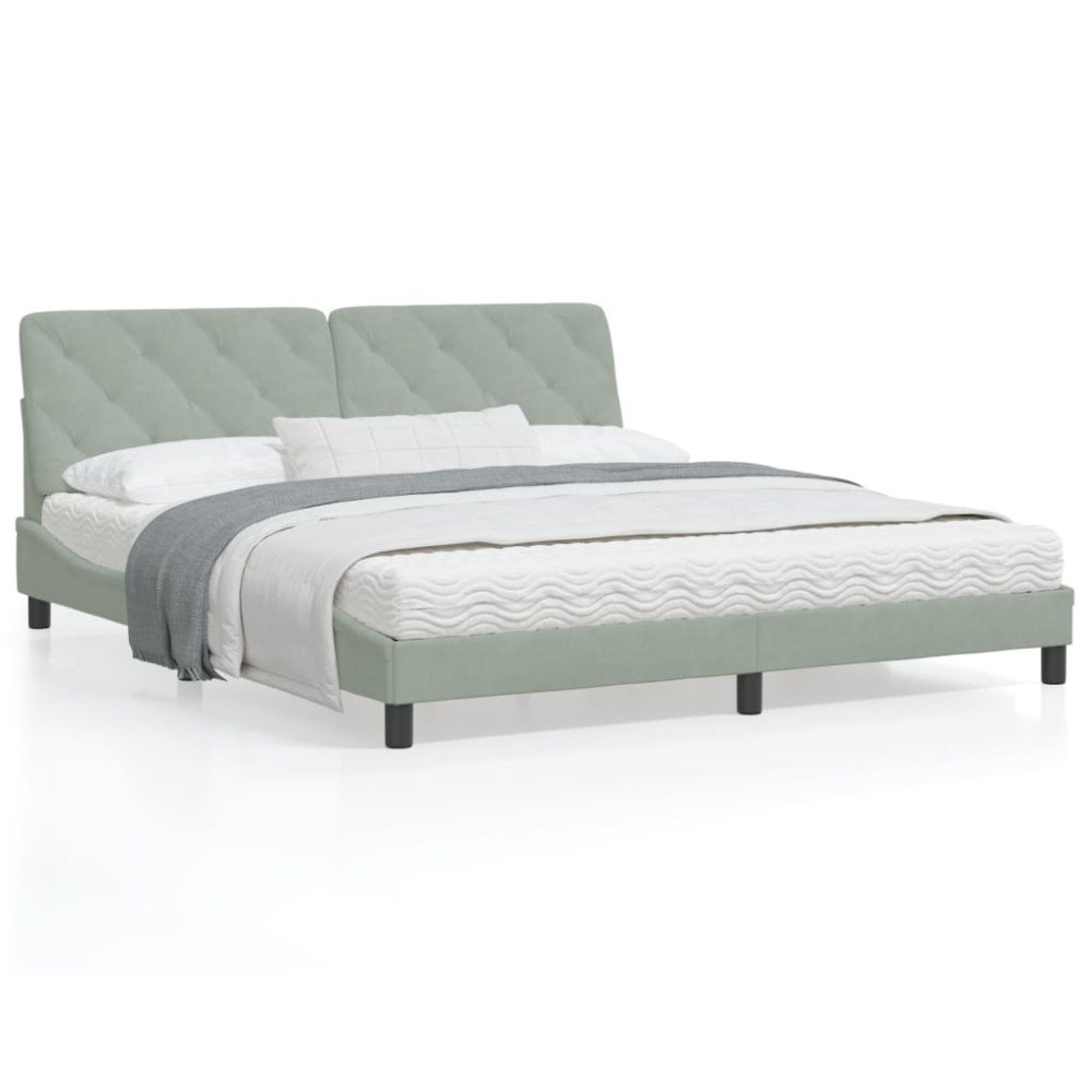 vidaXL Bed Frame without Mattress Light Grey 180x200 cm Velvet
