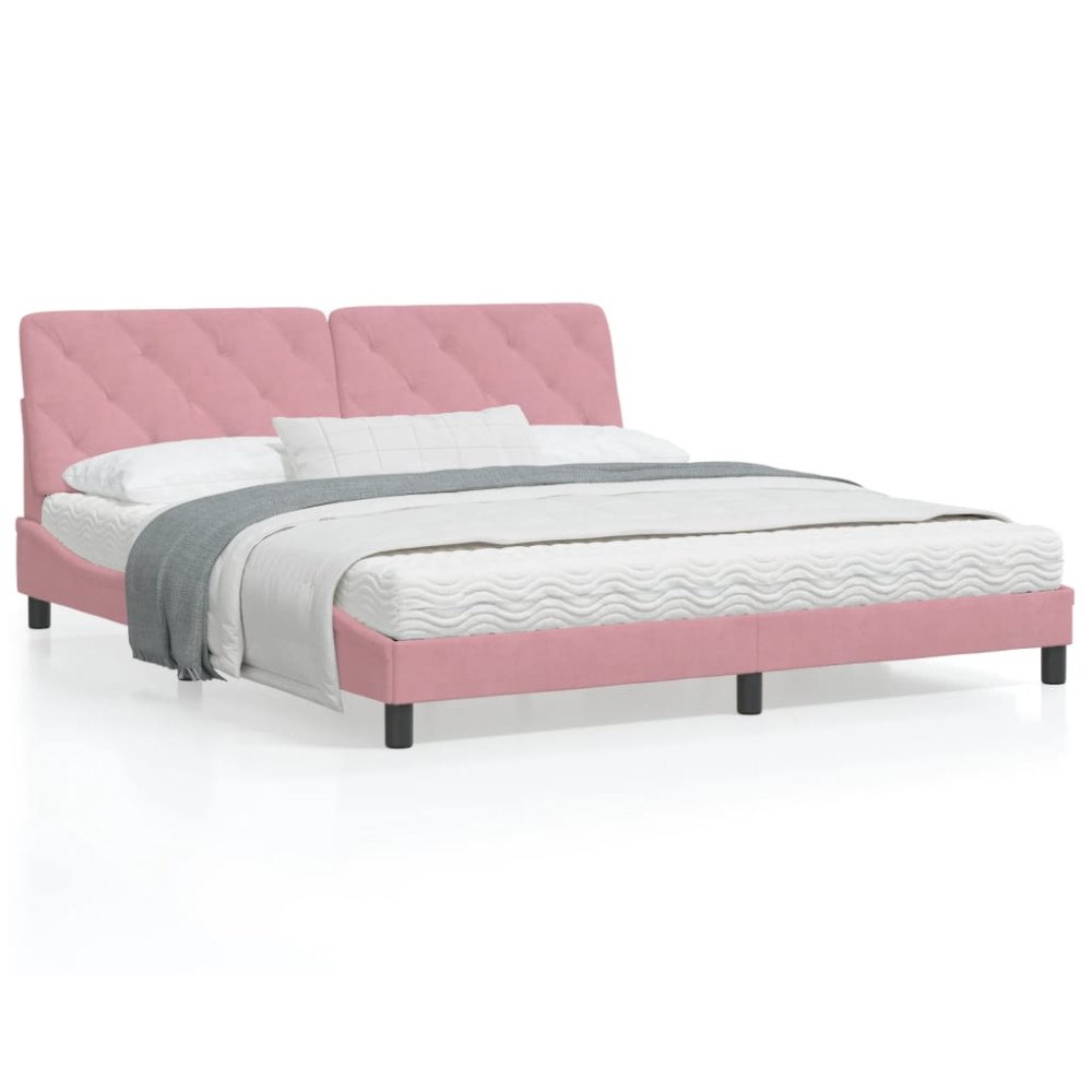 vidaXL Bed Frame without Mattress Pink 180x200 cm Velvet