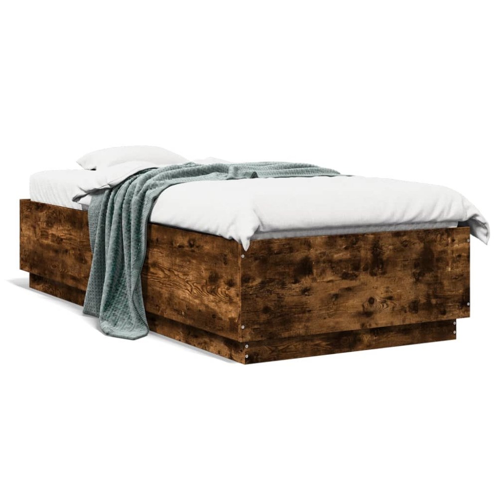 vidaXL Sängram rökfärgad ek 90x200 cm konstruerad trä