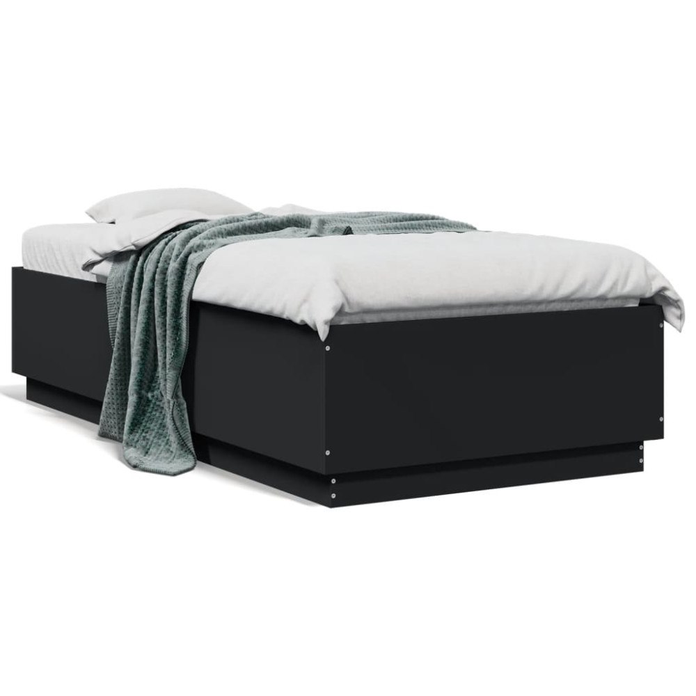 vidaXL Sängram svart 90x190 cm konstruerat trä