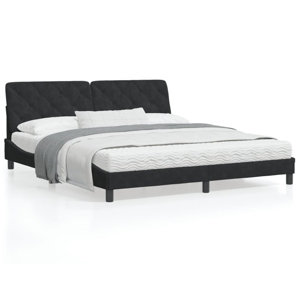 vidaXL Bed with Mattress Black 180x200 cm Velvet