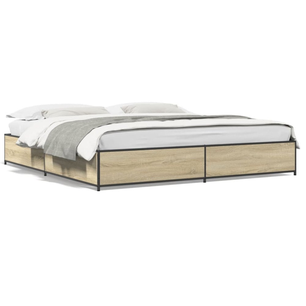 vidaXL Sängram sonoma-ek 180x200 cm konstruerat trä och metall