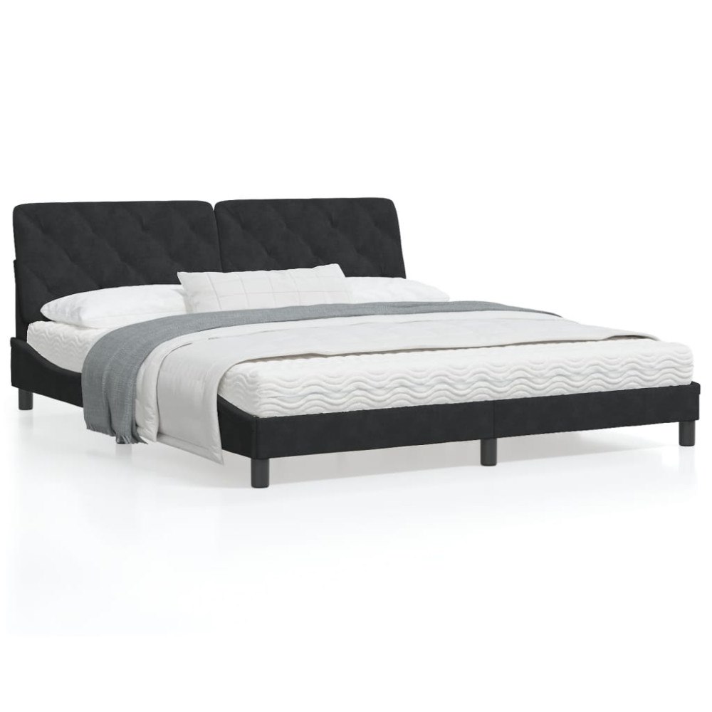 vidaXL Bed Frame without Mattress Black 180x200 cm Velvet