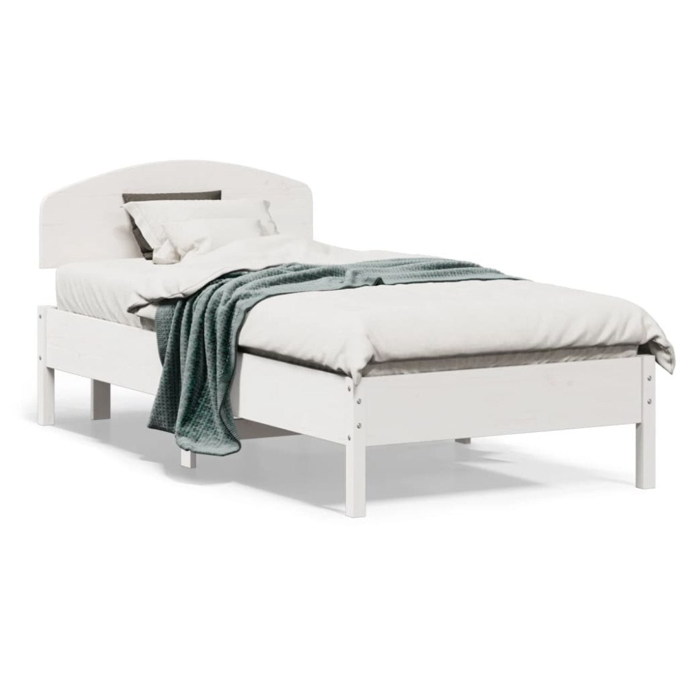 vidaXL Sängram utan madrass vit 90x190 cm massiv furu