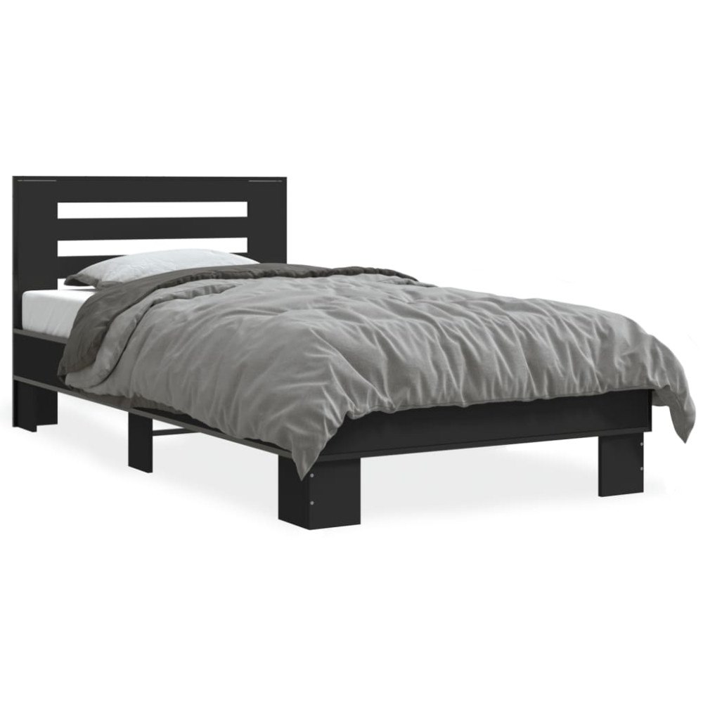 vidaXL Sängram svart 75x190 cm konstruerat trä och metall