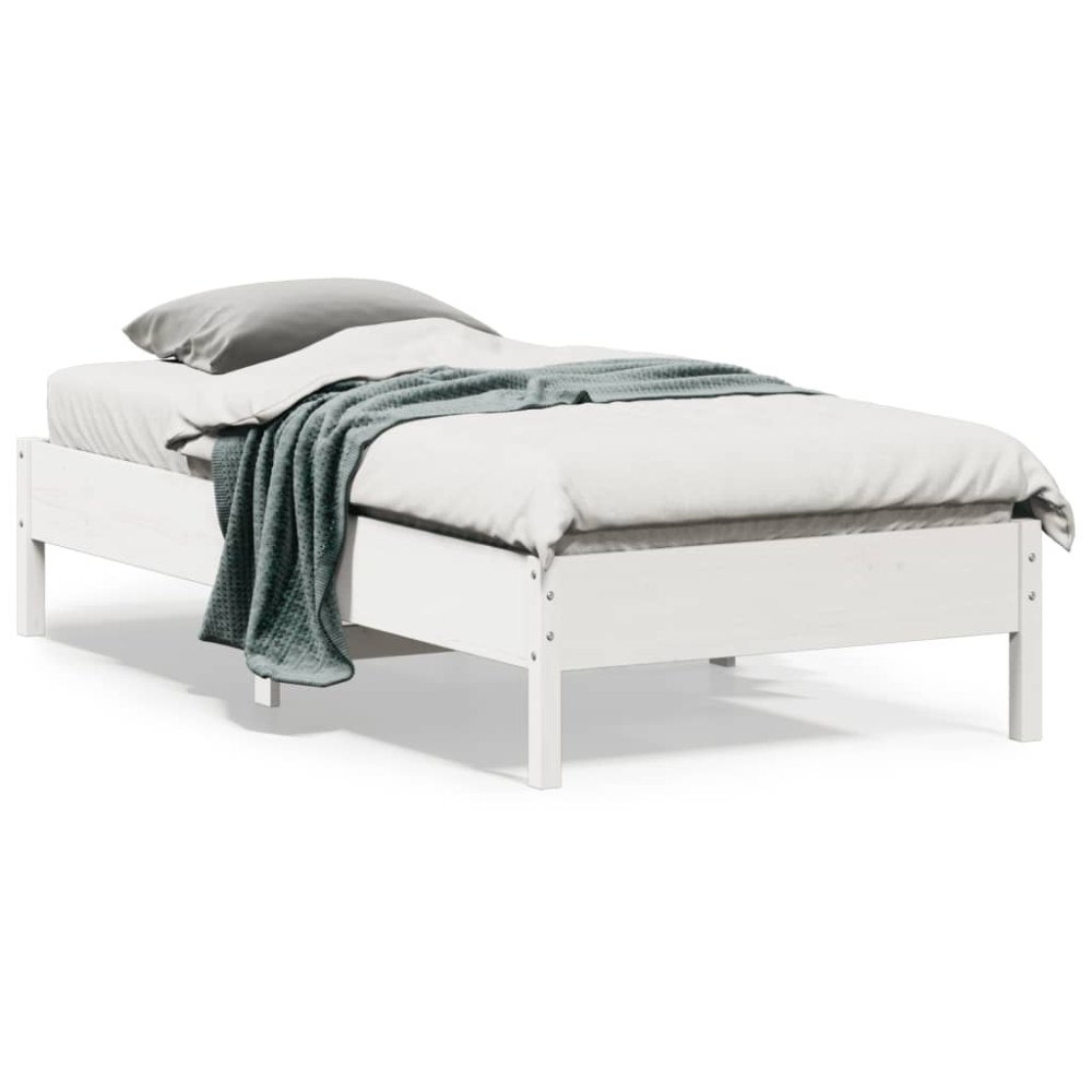vidaXL Sängram utan madrass vit 90x190 cm massiv furu