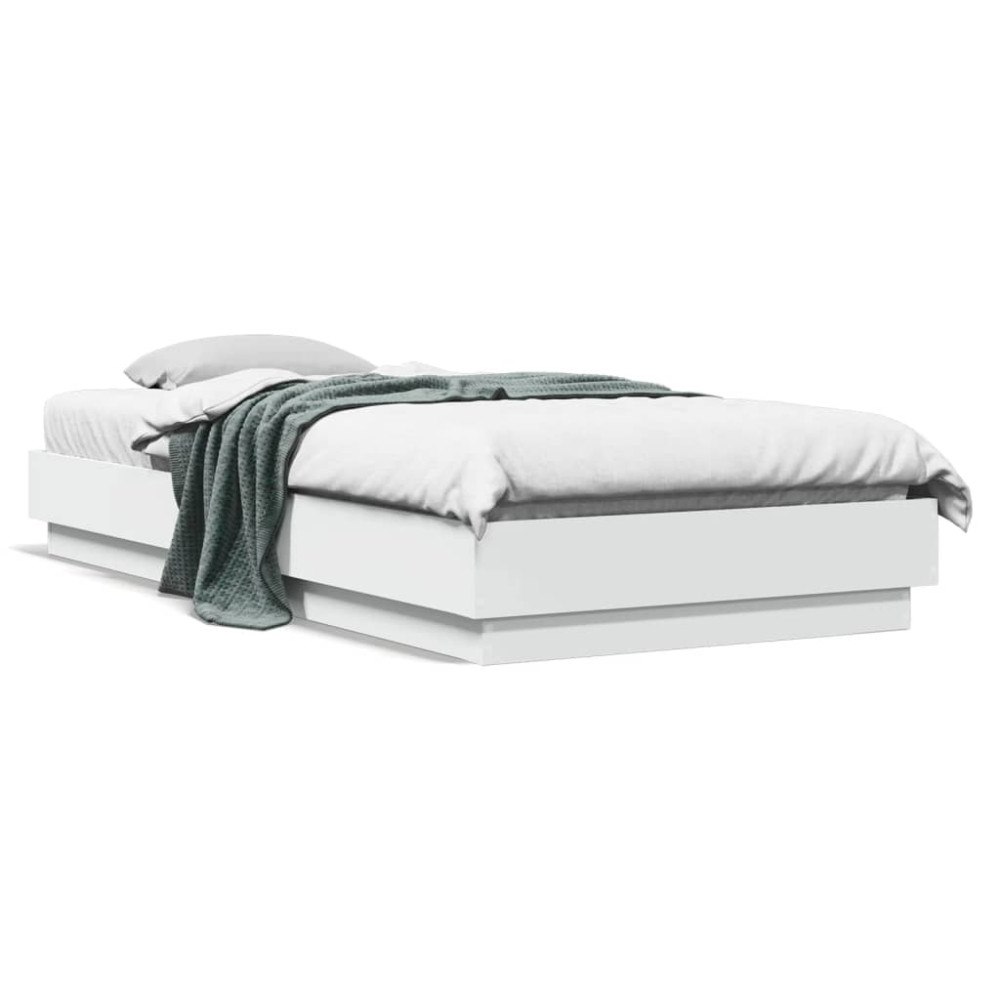 vidaXL Sängram vit 100x200 cm konstruerad trä