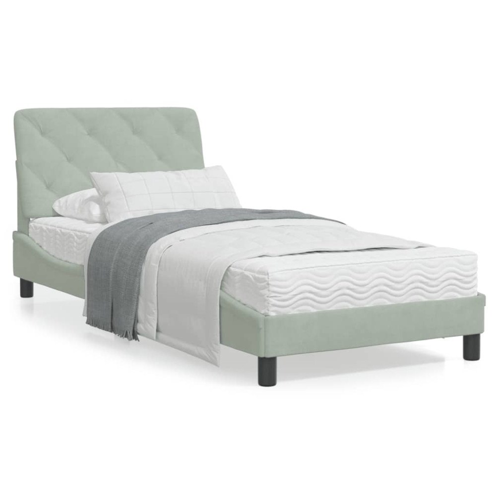 vidaXL Bed Frame with LED without Mattress Light Grey 80x200 cm Velvet