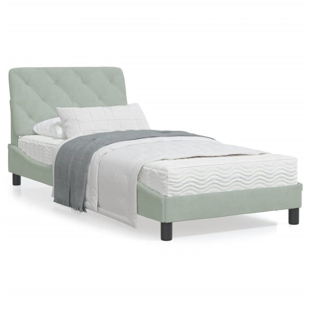 vidaXL Bed Frame with LED without Mattress Light Grey 90x190 cm Velvet