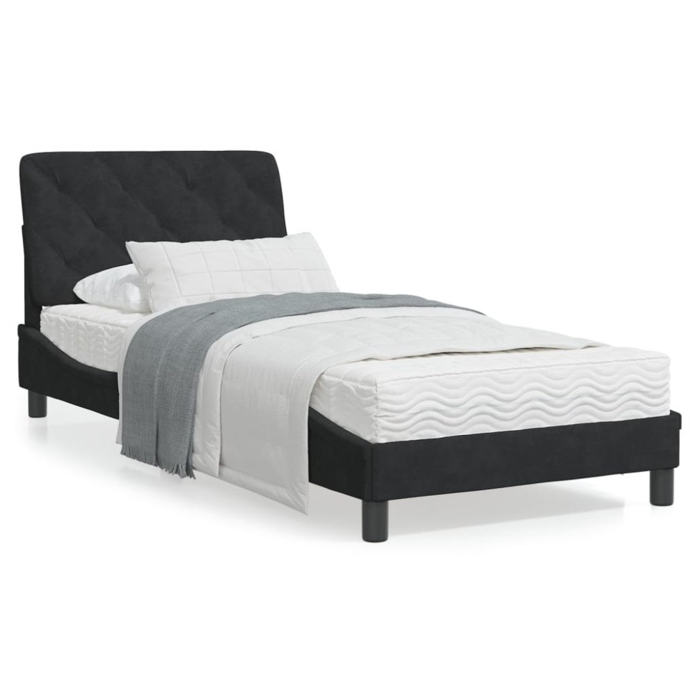 vidaXL Bed Frame with LED without Mattress Black 90x200 cm Velvet