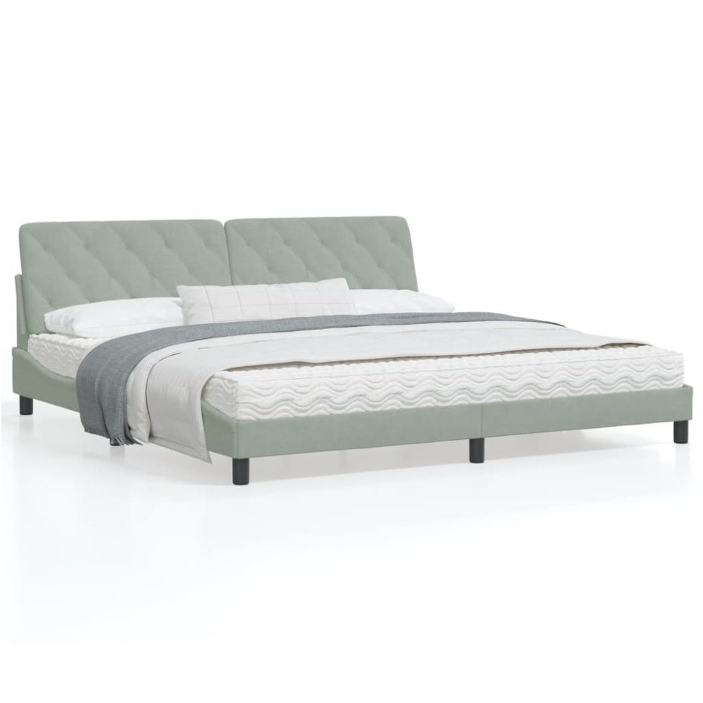 vidaXL Bed Frame with LED without Mattress Light Grey 200x200 cm Velvet
