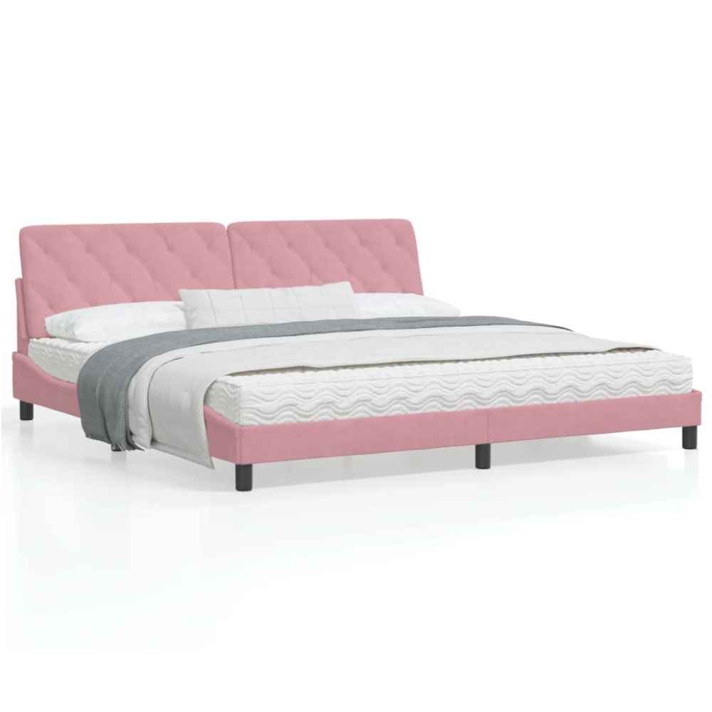 vidaXL Bed Frame with LED without Mattress Pink 200x200 cm Velvet