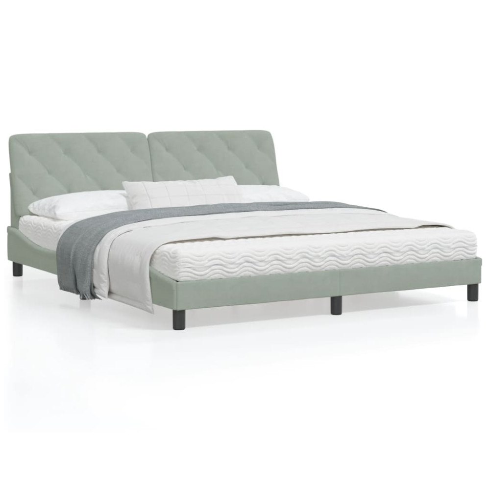 vidaXL Bed Frame with LED without Mattress Light Grey 180x200 cm Velvet