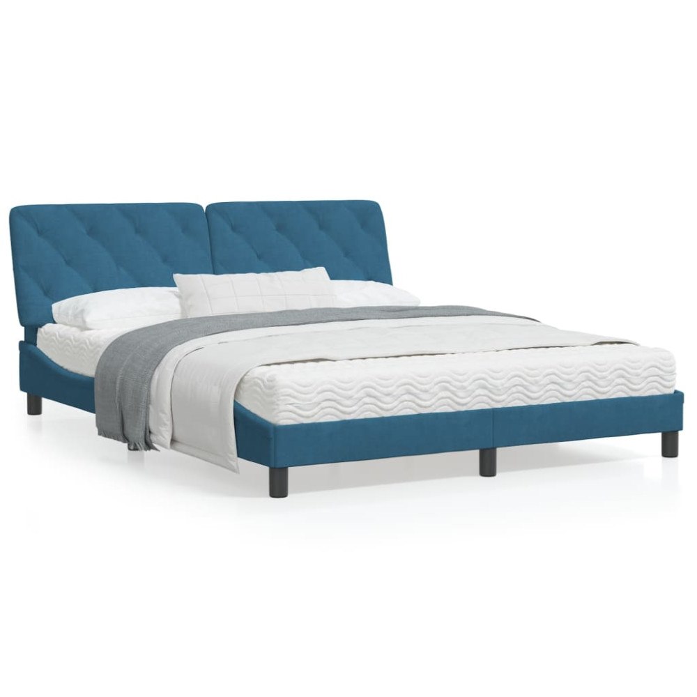 vidaXL Bed Frame without Mattress Blue 160x200 cm Velvet